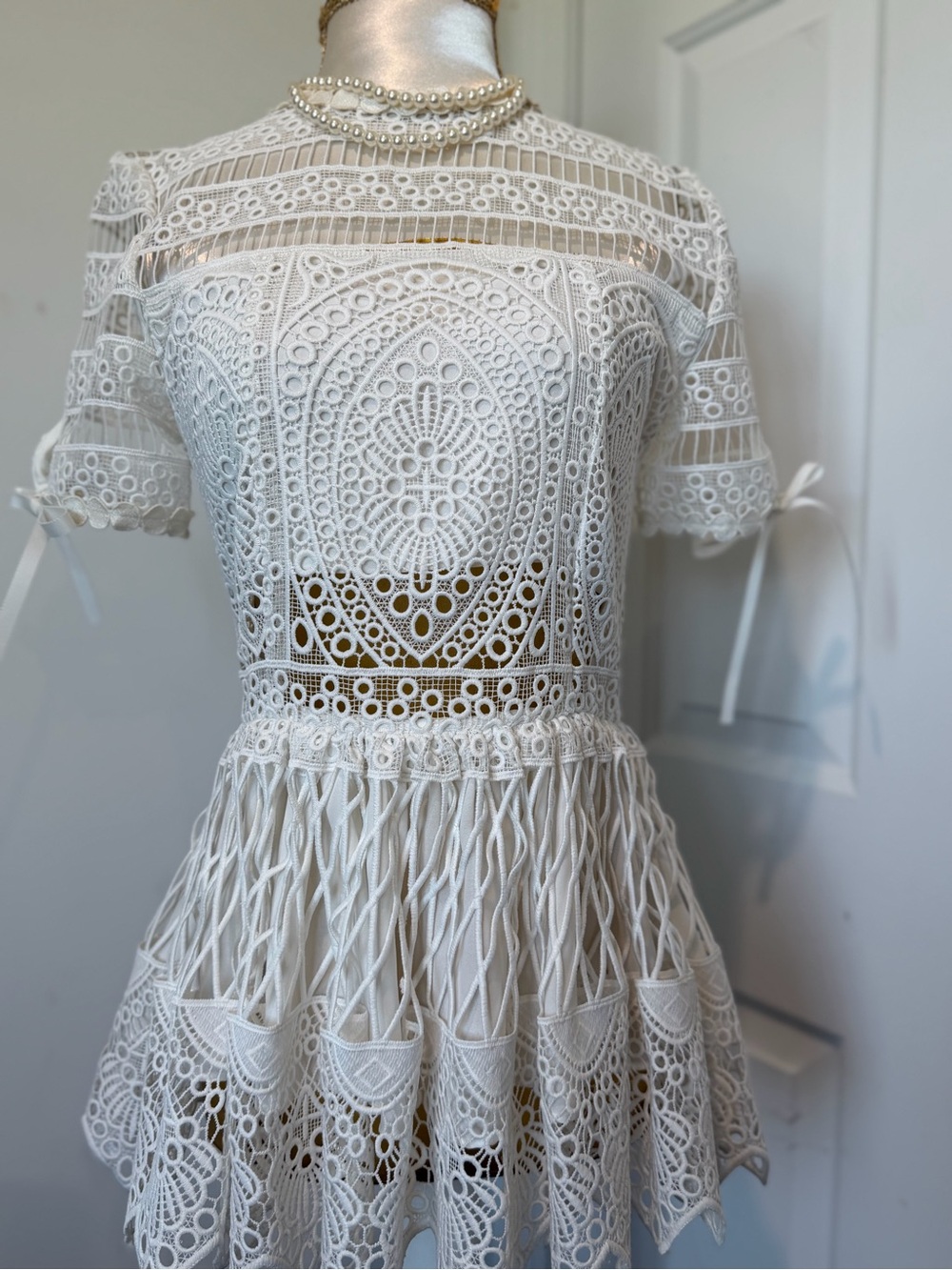 Alexis White Crochet Lace Mini Dress